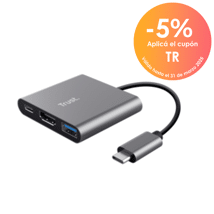 Trust adaptador 3-en-1 multipuerto USB-C-HDMI y-Tipo C - 23772