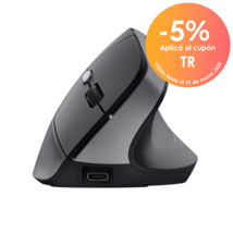Trust mouse ergononico color negro inalambrico y recargable - 25145