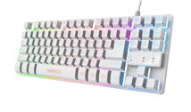 Trust teclado en español para gaming metálico LED multicolor GXT 833 Thado TKL color blanco - 24739