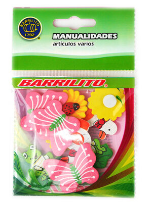 Barrilito calcomania de madera flores e insectos ws004 10 piezas