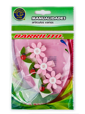 Barrilito clip de madera fieltro flores wclp1 3 piezas