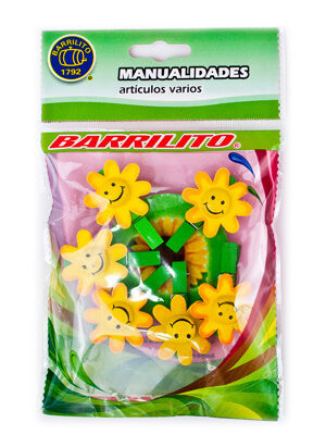 Barrilito clip de madera flores amarillas wclp10a 6 piezas