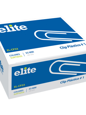 Elite clip standard 33 mm plastico colores caja 100 unid el-CP33